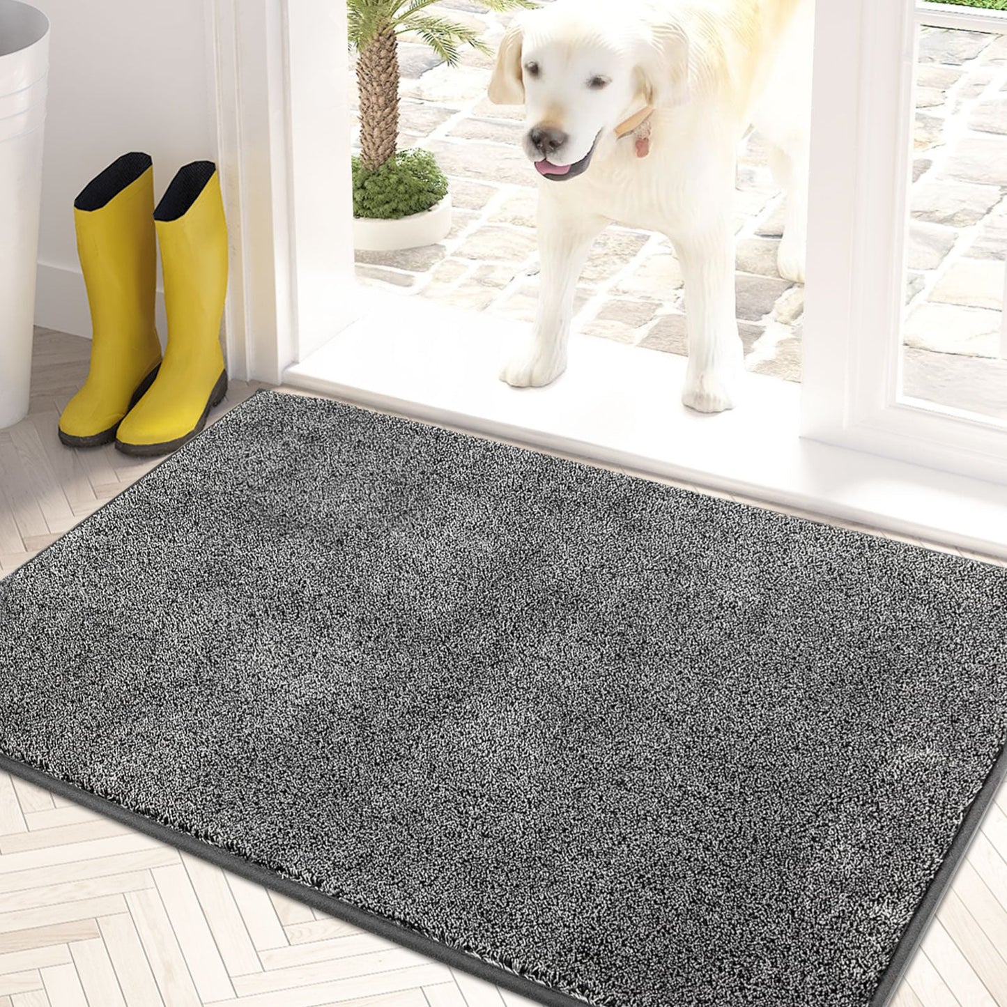 PURRUGS Dirt Trapper Door Mat, Non-Slip Machine Washable Entry Rug, Shoe Scraper, Dog Door Mat, Super Absorbent Welcome Mat for Front & Back Door, Muddy Shoes & Paws