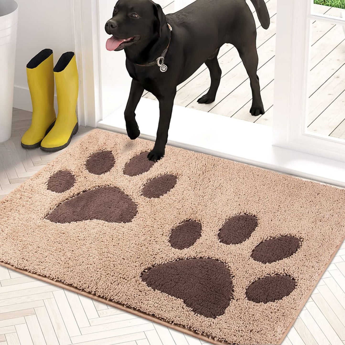 PURRUGS Dirt Trapper Door Mat, Non-Skid/Slip Machine Washable Microfiber Entryway Rug, Dog Door Mat, Super Absorbent Welcome Mat for Muddy Wet Shoes and Paws