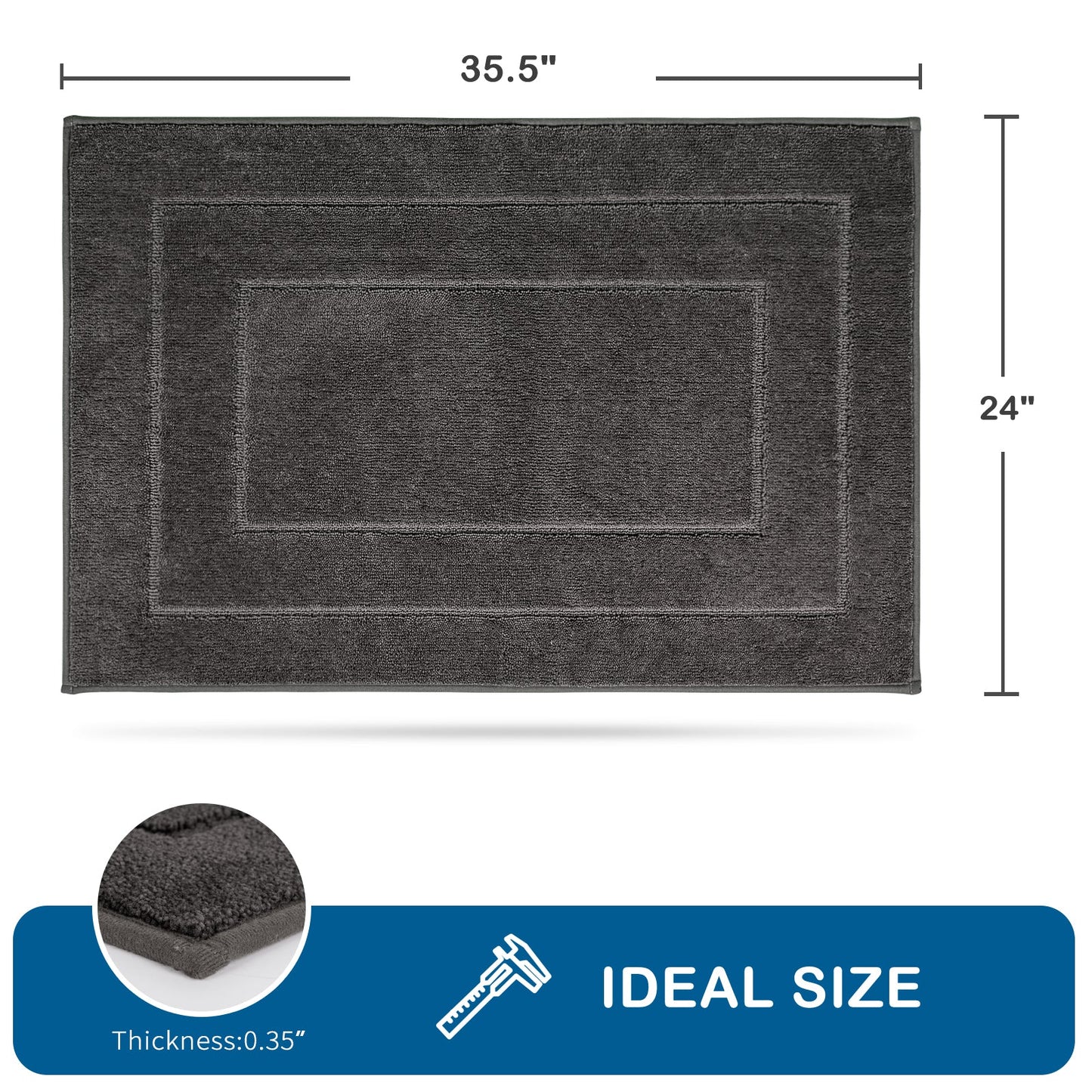 PURRUGS Machine Washable Kitchen Rug, Non-Slip/Skid Kitchen Runner Rug & Floor Mats, Super Absorbent Soft Standing Mats for Kitchen, Sink & Laundry