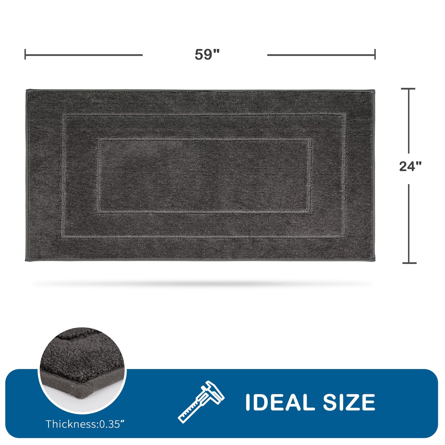 PURRUGS Machine Washable Kitchen Rug, Non-Slip/Skid Kitchen Runner Rug & Floor Mats, Super Absorbent Soft Standing Mats for Kitchen, Sink & Laundry