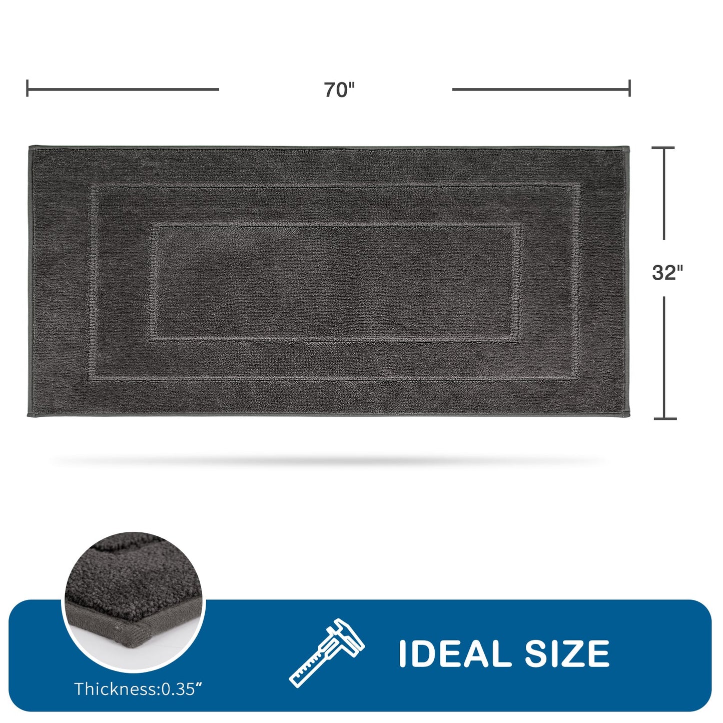 PURRUGS Machine Washable Kitchen Rug, Non-Slip/Skid Kitchen Runner Rug & Floor Mats, Super Absorbent Soft Standing Mats for Kitchen, Sink & Laundry