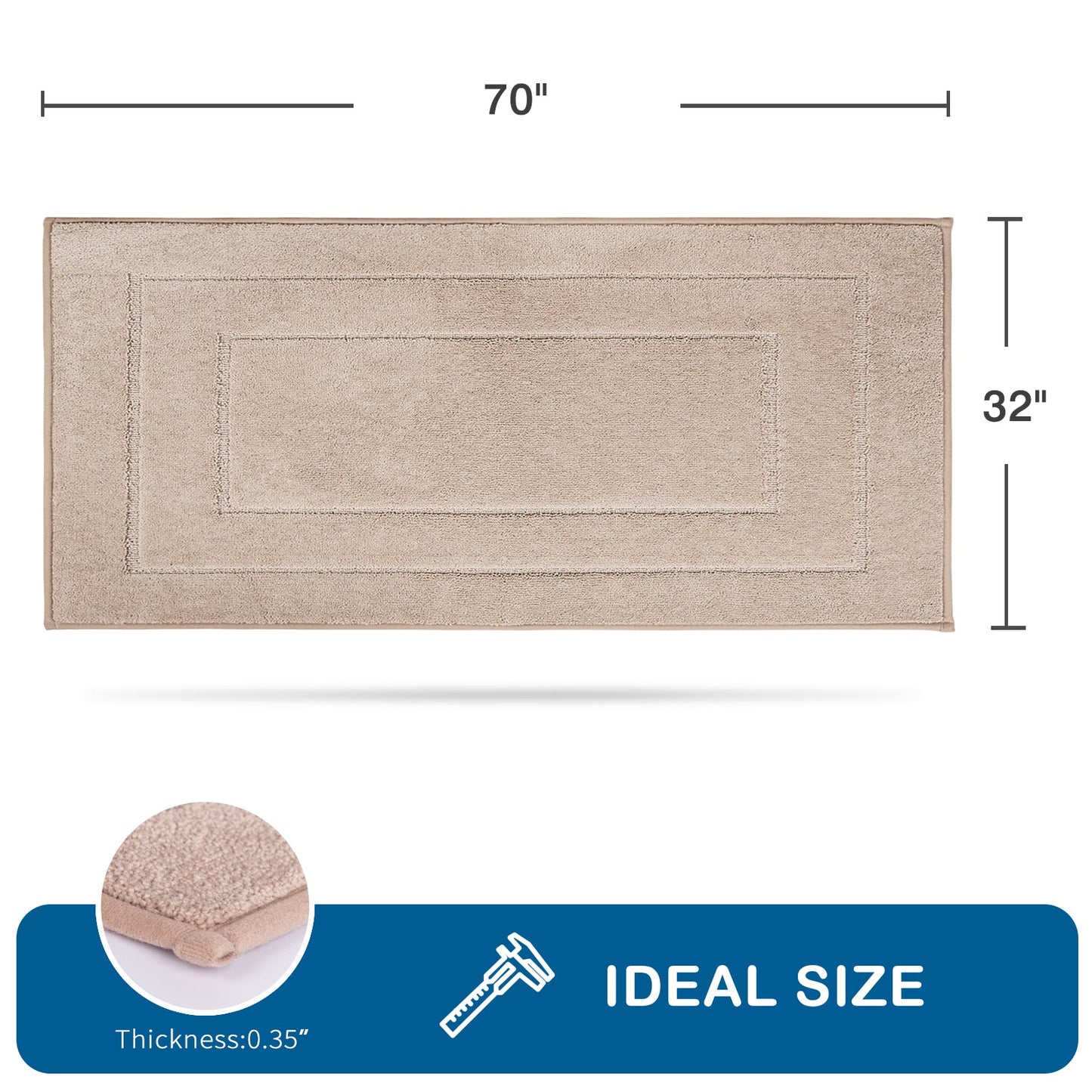 PURRUGS Machine Washable Kitchen Rug, Non-Slip/Skid Kitchen Runner Rug & Floor Mats, Super Absorbent Soft Standing Mats for Kitchen, Sink & Laundry