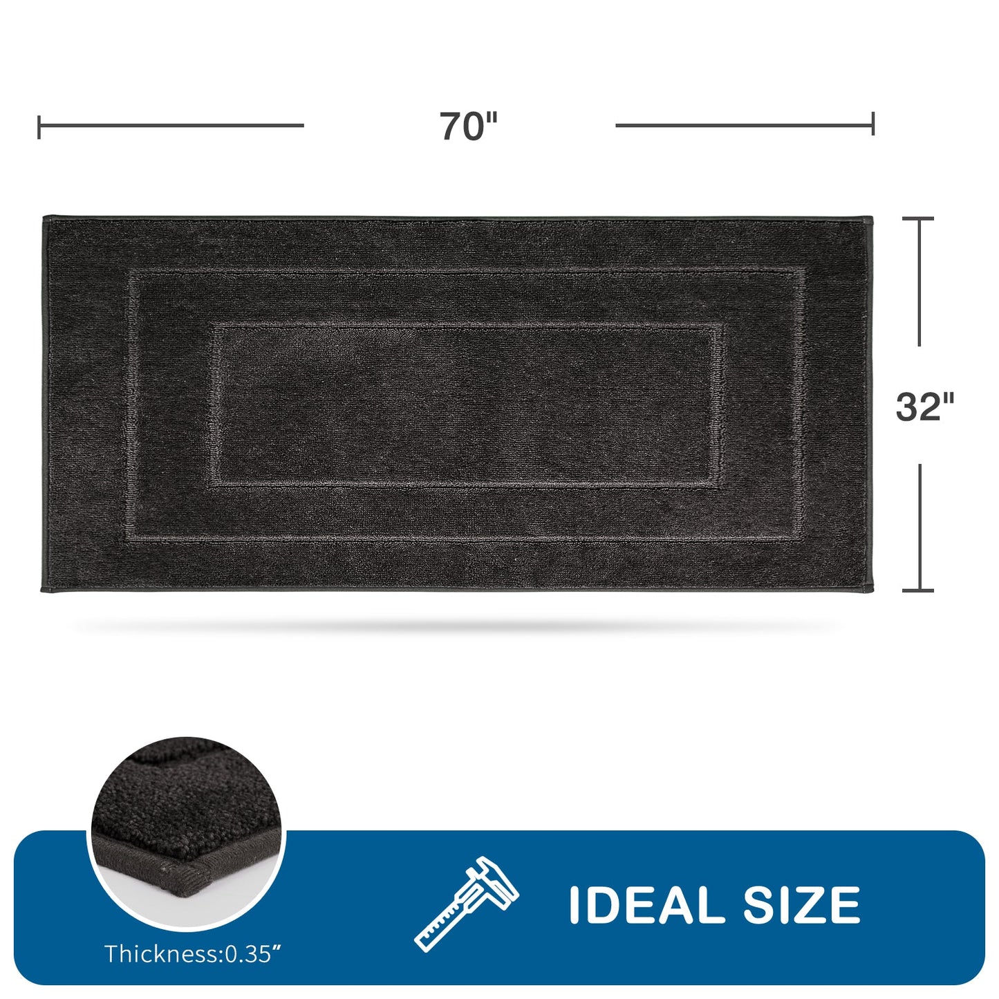 PURRUGS Machine Washable Kitchen Rug, Non-Slip/Skid Kitchen Runner Rug & Floor Mats, Super Absorbent Soft Standing Mats for Kitchen, Sink & Laundry