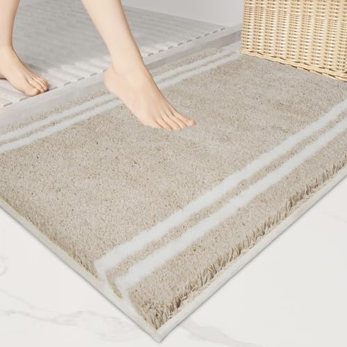 PURRUGS Non-Slip Bathroom Rug - Super Absorbent & Quick Dry Shaggy Microfiber Bath Mat, Machine Washable Plush Throw Rug for Bathtub, Shower and Sink