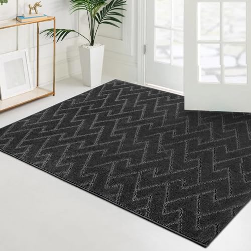 PURRUGS Dirt Trapper Door Mat, Non-Slip Machine Washable Entry Rug, Shoe Scraper, Dog Door Mat, Super Absorbent Welcome Mat for Front & Back Door, Muddy Wet Shoes & Paws