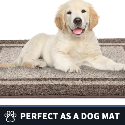 PURRUGS Dirt Trapper Door Mat, Non-Slip/Skid Machine Washable Entryway Rug, Shoes Scraper, Area Rug, Super Absorbent Welcome Mat for Muddy Wet Shoes and Paws