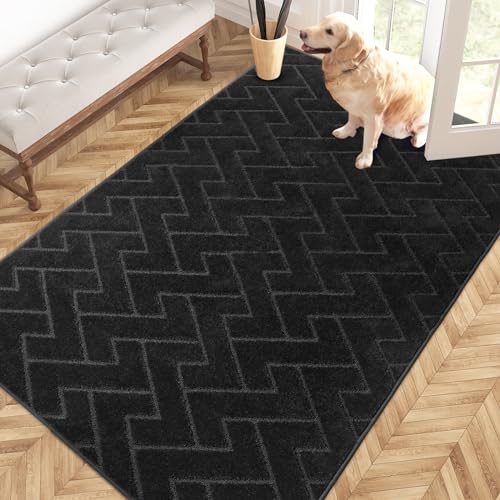 PURRUGS Dirt Trapper Door Mat, Non-Slip Machine Washable Entry Rug, Shoe Scraper, Dog Door Mat, Super Absorbent Welcome Mat for Front & Back Door, Muddy Wet Shoes & Paws
