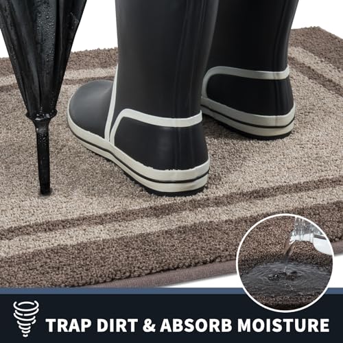 PURRUGS Dirt Trapper Door Mat, Non-Slip/Skid Machine Washable Entryway Rug, Shoes Scraper, Area Rug, Super Absorbent Welcome Mat for Muddy Wet Shoes and Paws