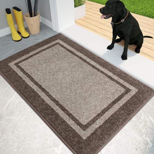 PURRUGS Dirt Trapper Door Mat, Non-Slip/Skid Machine Washable Entryway Rug, Shoes Scraper, Area Rug, Super Absorbent Welcome Mat for Muddy Wet Shoes and Paws