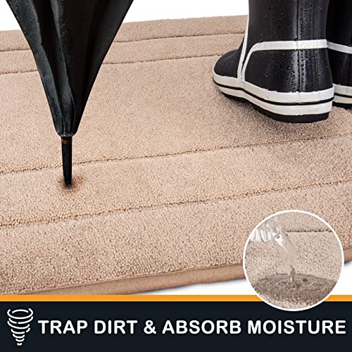 PURRUGS Dirt Trapper Door Mat, Non-Slip/Skid Machine Washable Entryway Rug, Dog Door Mat, Super Absorbent Welcome Mat for Muddy Wet Shoes and Paws