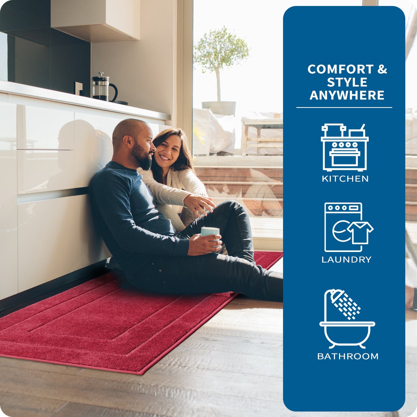 PURRUGS Machine Washable Kitchen Rug, Non-Slip/Skid Kitchen Runner Rug & Floor Mats, Super Absorbent Soft Standing Mats for Kitchen, Sink & Laundry