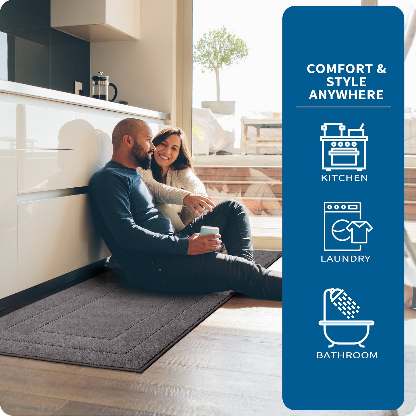 PURRUGS Machine Washable Kitchen Rug, Non-Slip/Skid Kitchen Runner Rug & Floor Mats, Super Absorbent Soft Standing Mats for Kitchen, Sink & Laundry