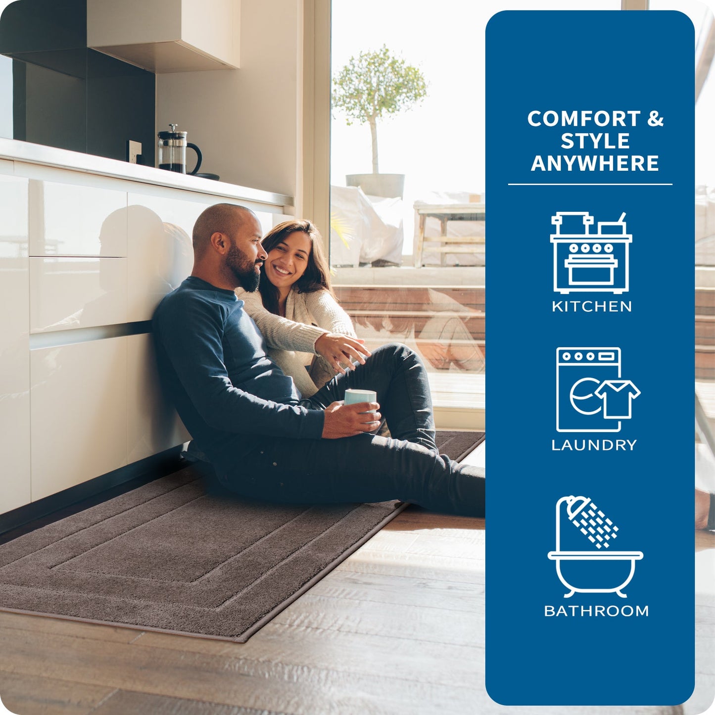 PURRUGS Machine Washable Kitchen Rug, Non-Slip/Skid Kitchen Runner Rug & Floor Mats, Super Absorbent Soft Standing Mats for Kitchen, Sink & Laundry