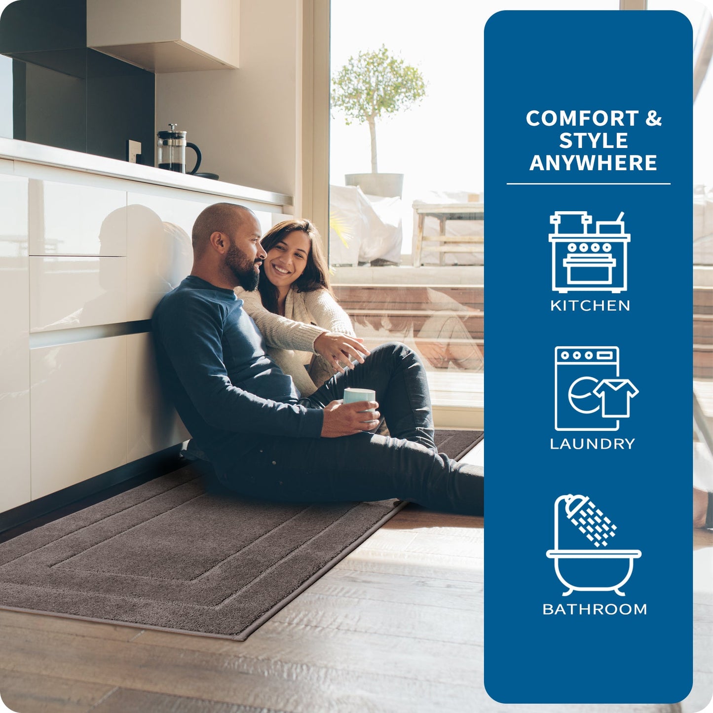 PURRUGS Machine Washable Kitchen Rug, Non-Slip/Skid Kitchen Runner Rug & Floor Mats, Super Absorbent Soft Standing Mats for Kitchen, Sink & Laundry