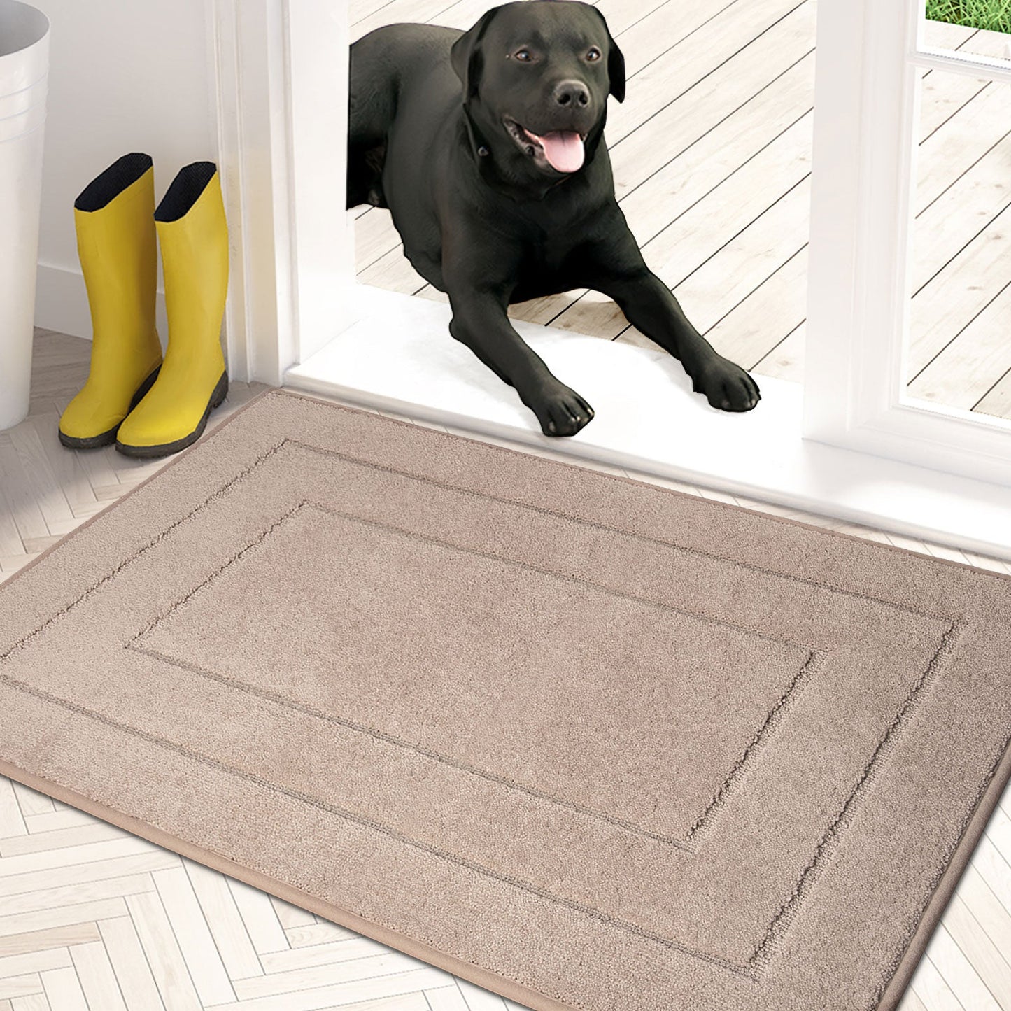 PURRUGS Dirt Trapper Door Mat, Non-Slip/Skid Machine Washable Entryway Rug, Dog Door Mat, Super Absorbent Welcome Mat for Muddy Wet Shoes and Paws