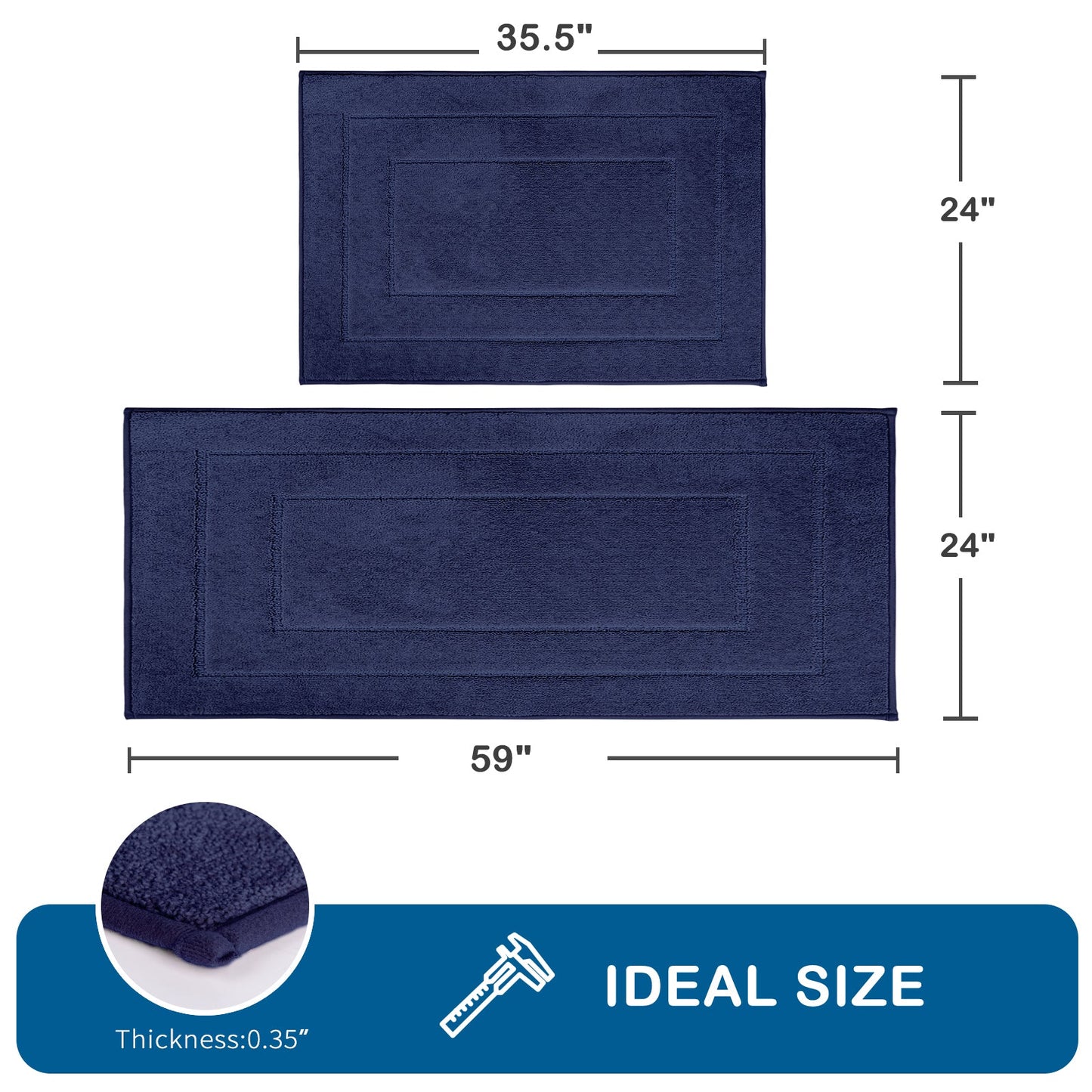 PURRUGS Machine Washable Kitchen Rug, Non-Slip/Skid Kitchen Runner Rug & Floor Mats, Super Absorbent Soft Standing Mats for Kitchen, Sink & Laundry