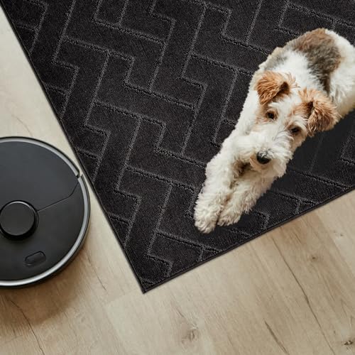 PURRUGS Dirt Trapper Door Mat, Non-Slip Machine Washable Entry Rug, Shoe Scraper, Dog Door Mat, Super Absorbent Welcome Mat for Front & Back Door, Muddy Wet Shoes & Paws